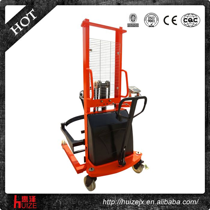 半電動稱重油桶車（夾鐵桶，手搖翻轉(zhuǎn)倒料）